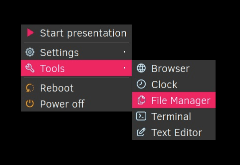 Screenshot of the desktop menu